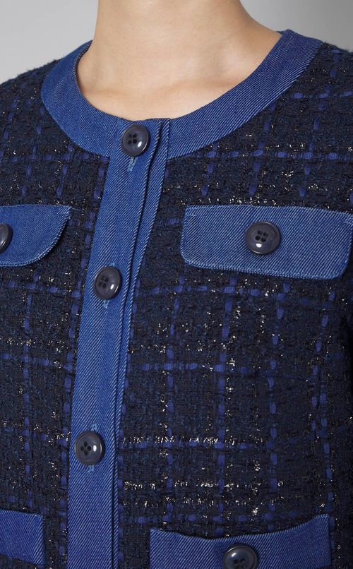 ノーカラーツイードショートジャケット