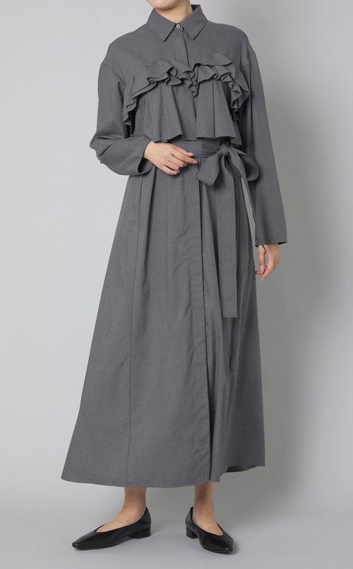 ラッフルシャツワンピース