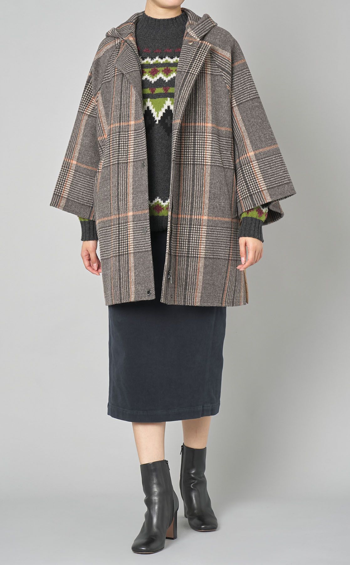 Weekend Max Mara｜ウールチェックフーディコート