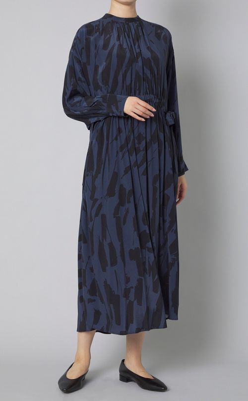 ペイントプリントギャザーワンピース