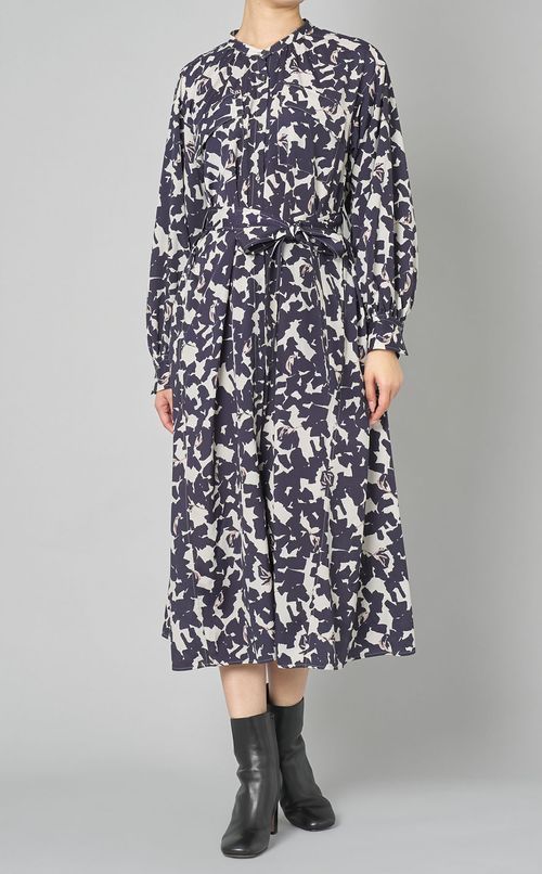 ボタニカルプリントシャツワンピース