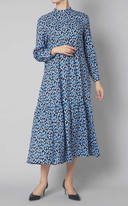 フラワープリントシャツワンピース