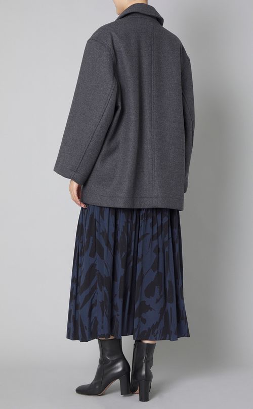 メルトンフロントジップミドルコート