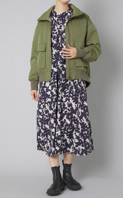 ボタニカルプリントシャツワンピース