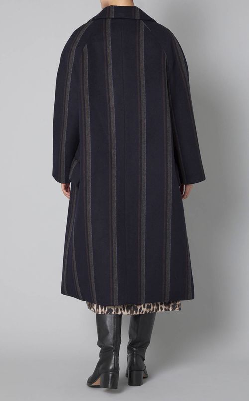ストライプウールロングコート