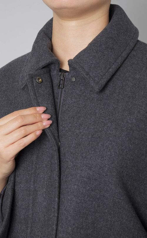 メルトンフロントジップミドルコート