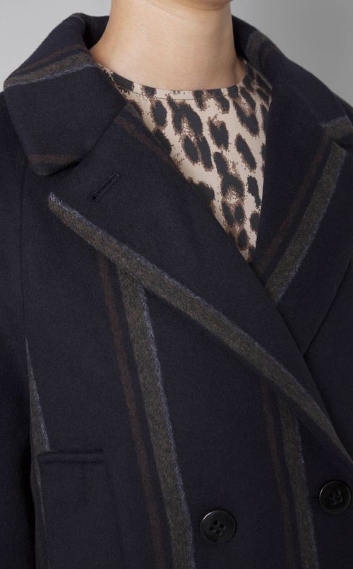 ストライプウールロングコート