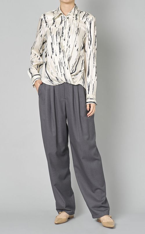 プリントフロントドレープシャツ