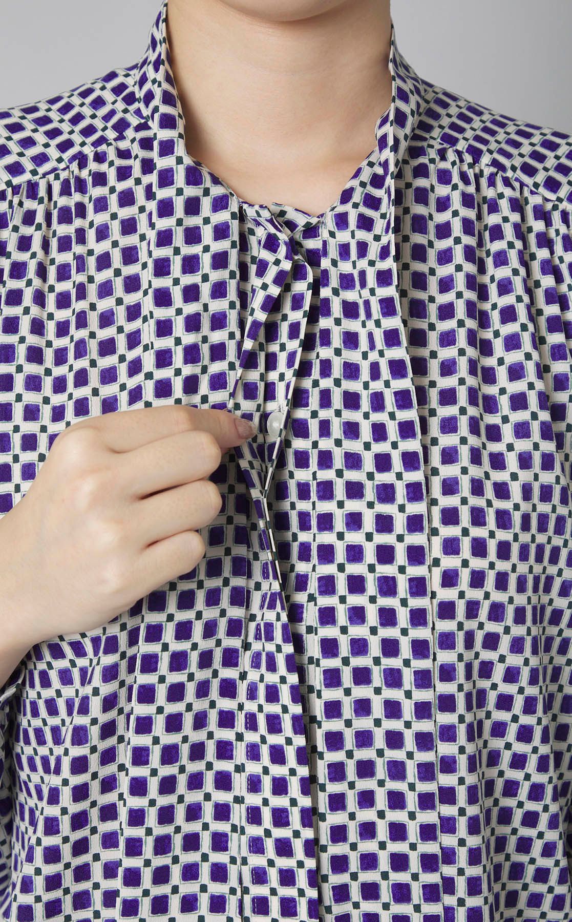 Ballsey｜グリッドプリントボウタイブラウス