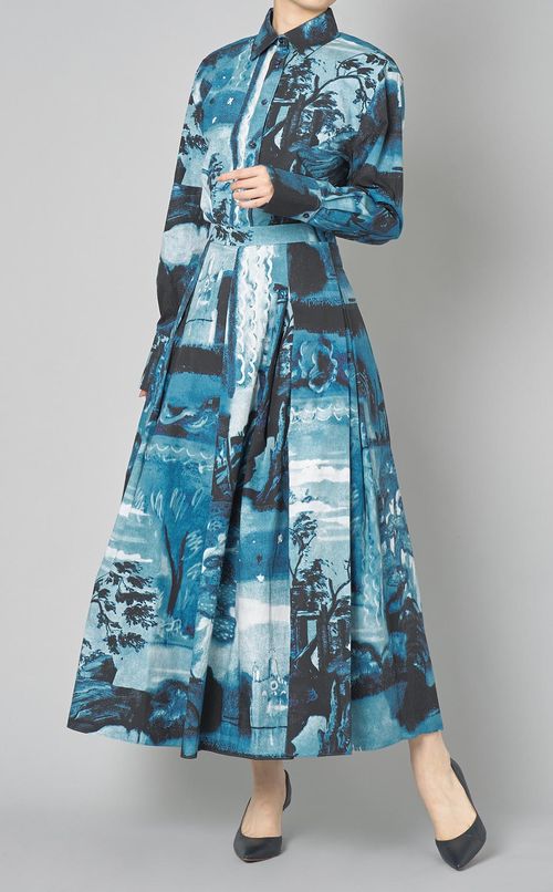 ブループリン卜コットンギャザースカート