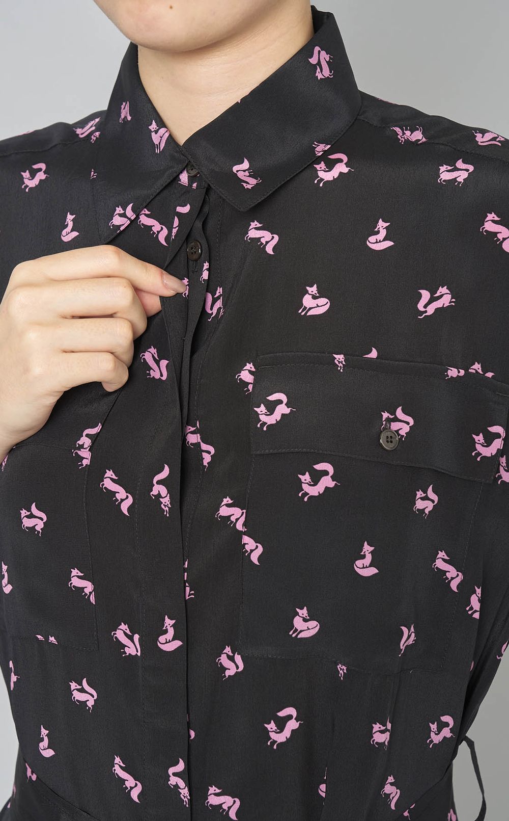 フォックスプリントシャツワンピース