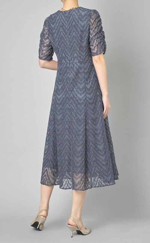 フロッキーレースギャザースリーブドレス