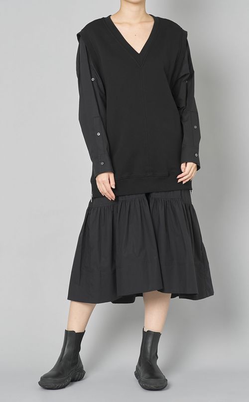 スウェットコンボVネックワンピース