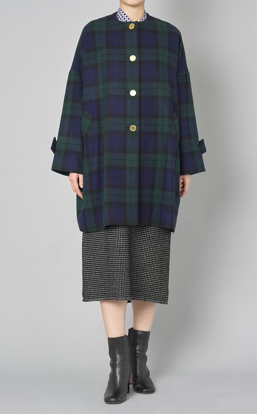 グリッドプリントボウタイブラウス