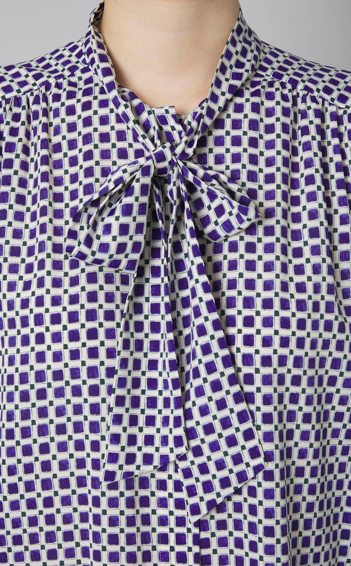 Ballsey｜グリッドプリントボウタイブラウス