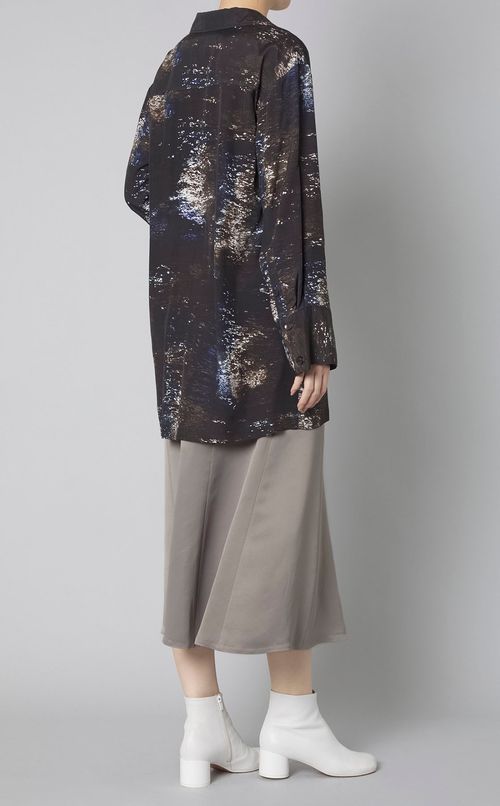 プリントベルト付ドレープシャツ