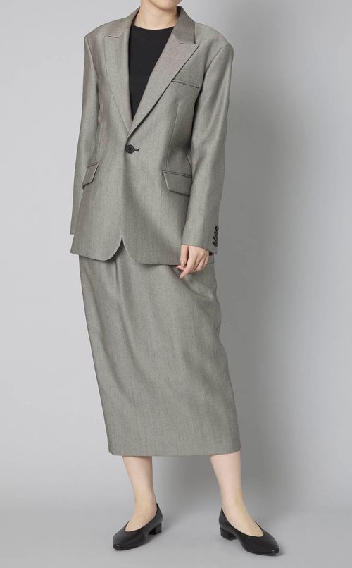 ベルト付ヘリンボーンIラインスカート