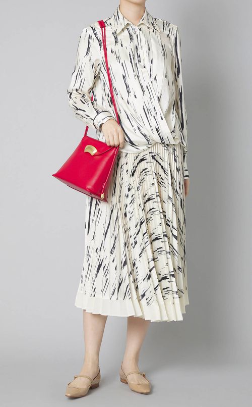 プリントベルテッドプリーツスカート