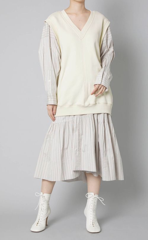 スウェットコンボVネックワンピース