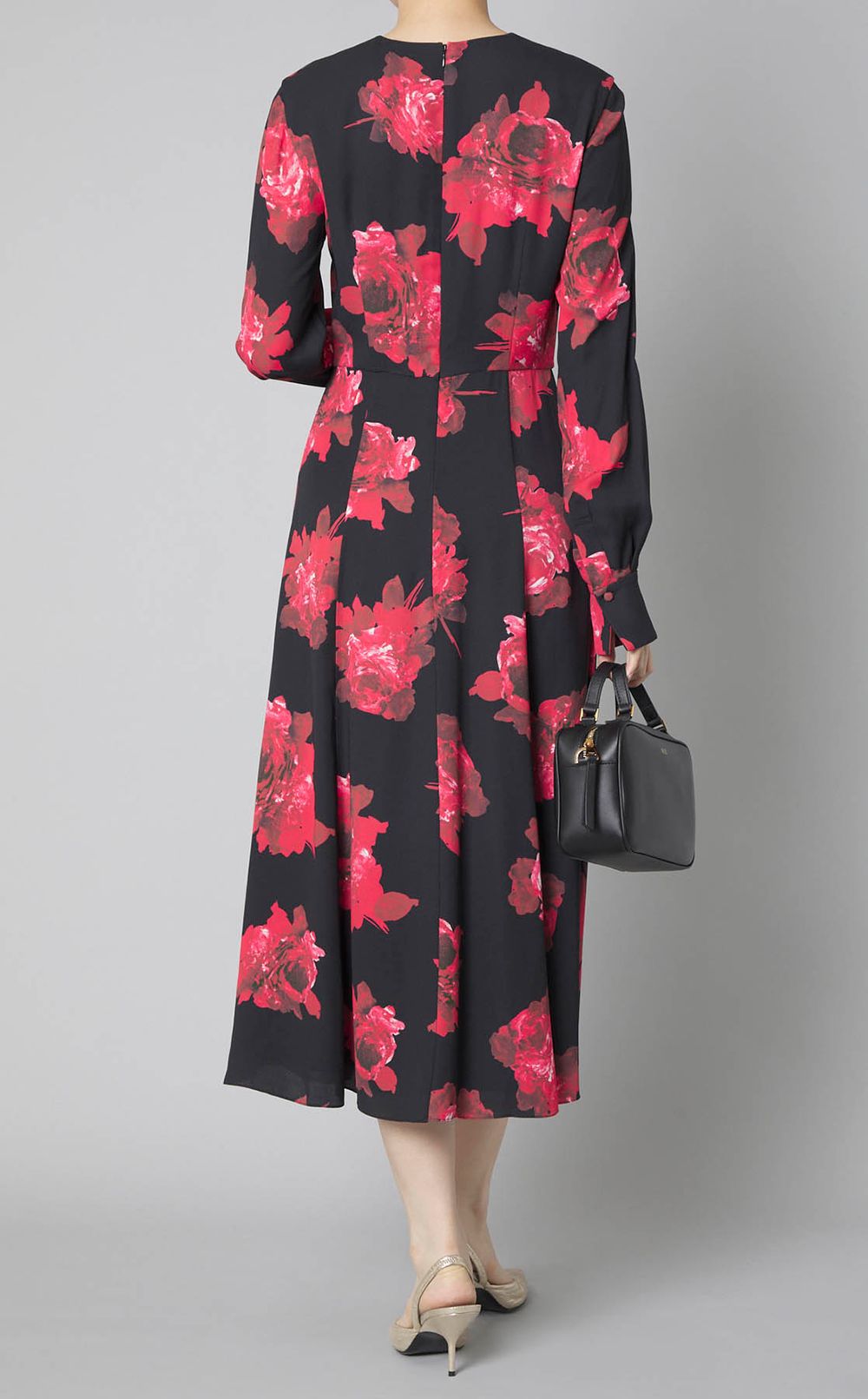 レッドフラワープリントワンピース