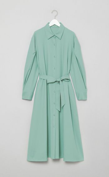 ベルト付きウールシャツワンピース