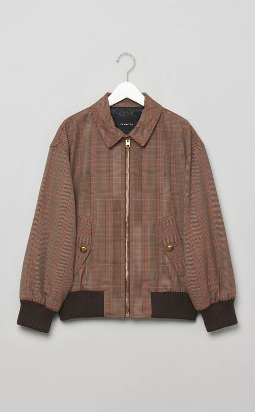 ウールチェックジップアップブルゾン