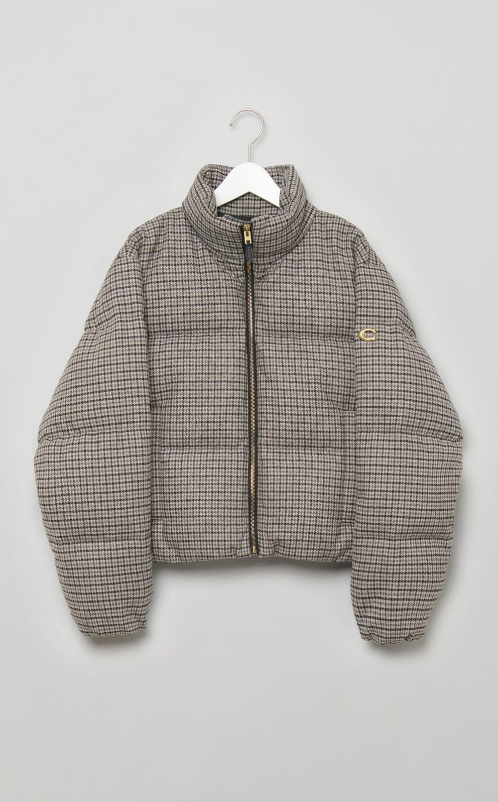 ウールチェック中綿ダウンブルゾン