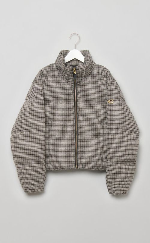 ウールチェック中綿ダウンブルゾン
