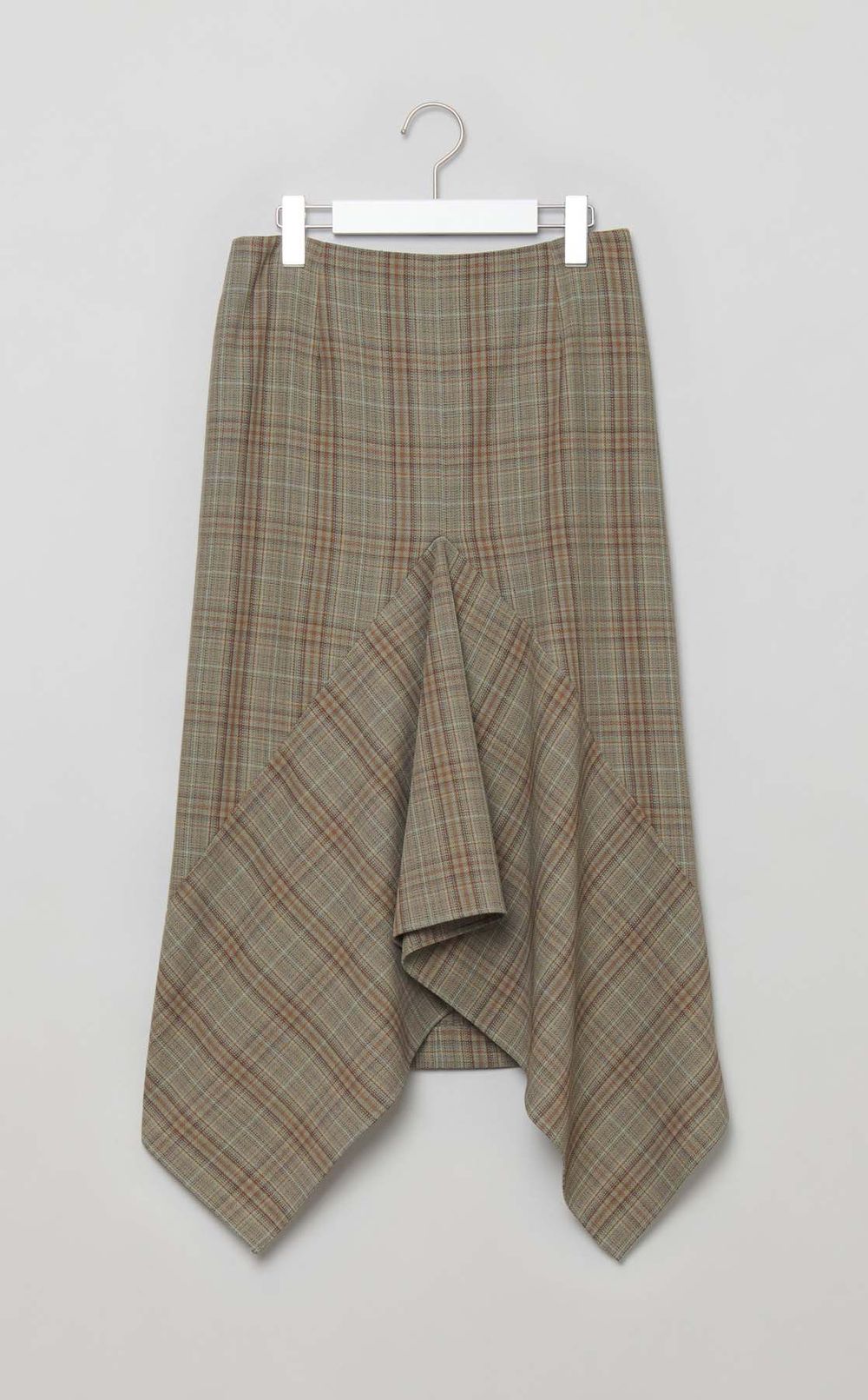 チェックウールラッフルスカート