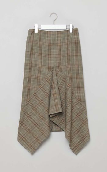 チェックウールラッフルスカート