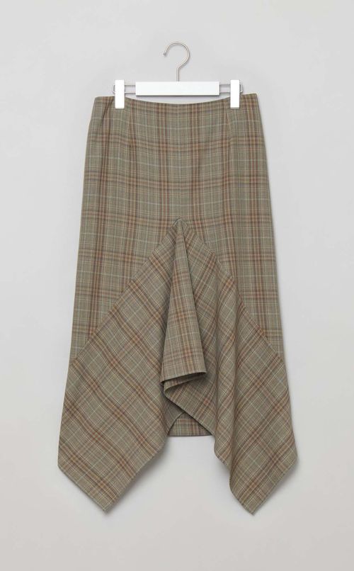 チェックウールラッフルスカート