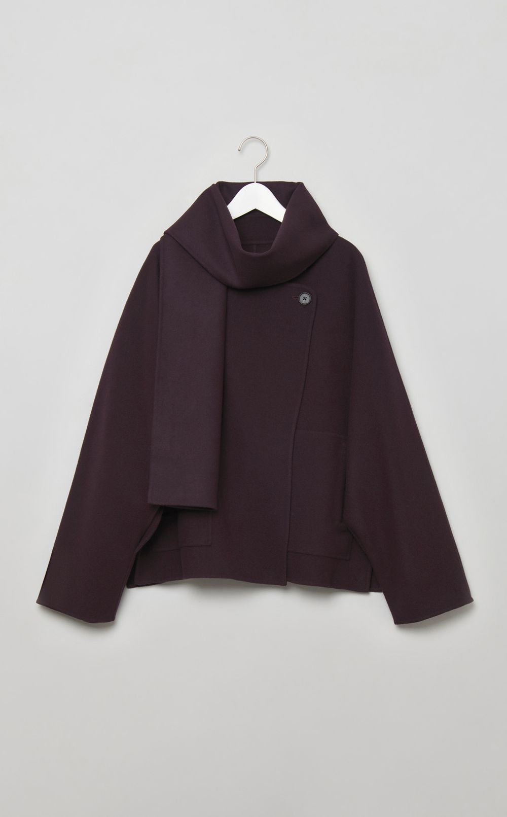 ストール付きポンチョショートコート