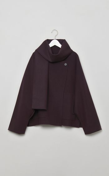 ストール付きポンチョショートコート