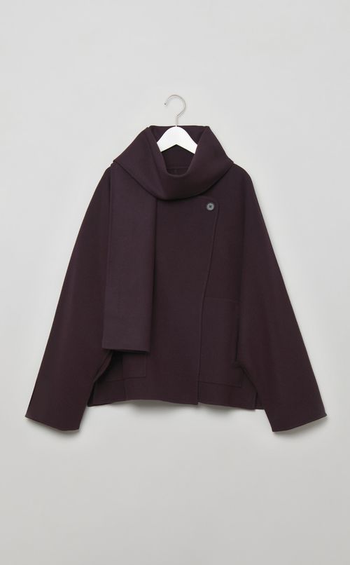 ストール付きポンチョショートコート