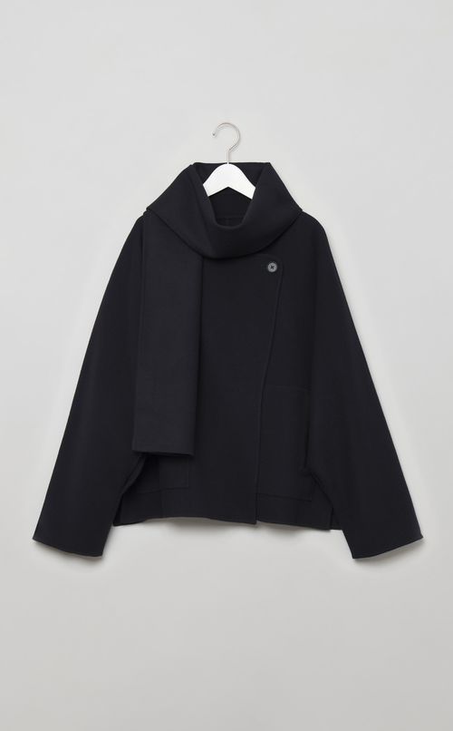 ストール付きポンチョショートコート