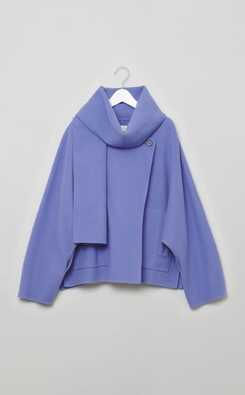 ストール付きポンチョショートコート