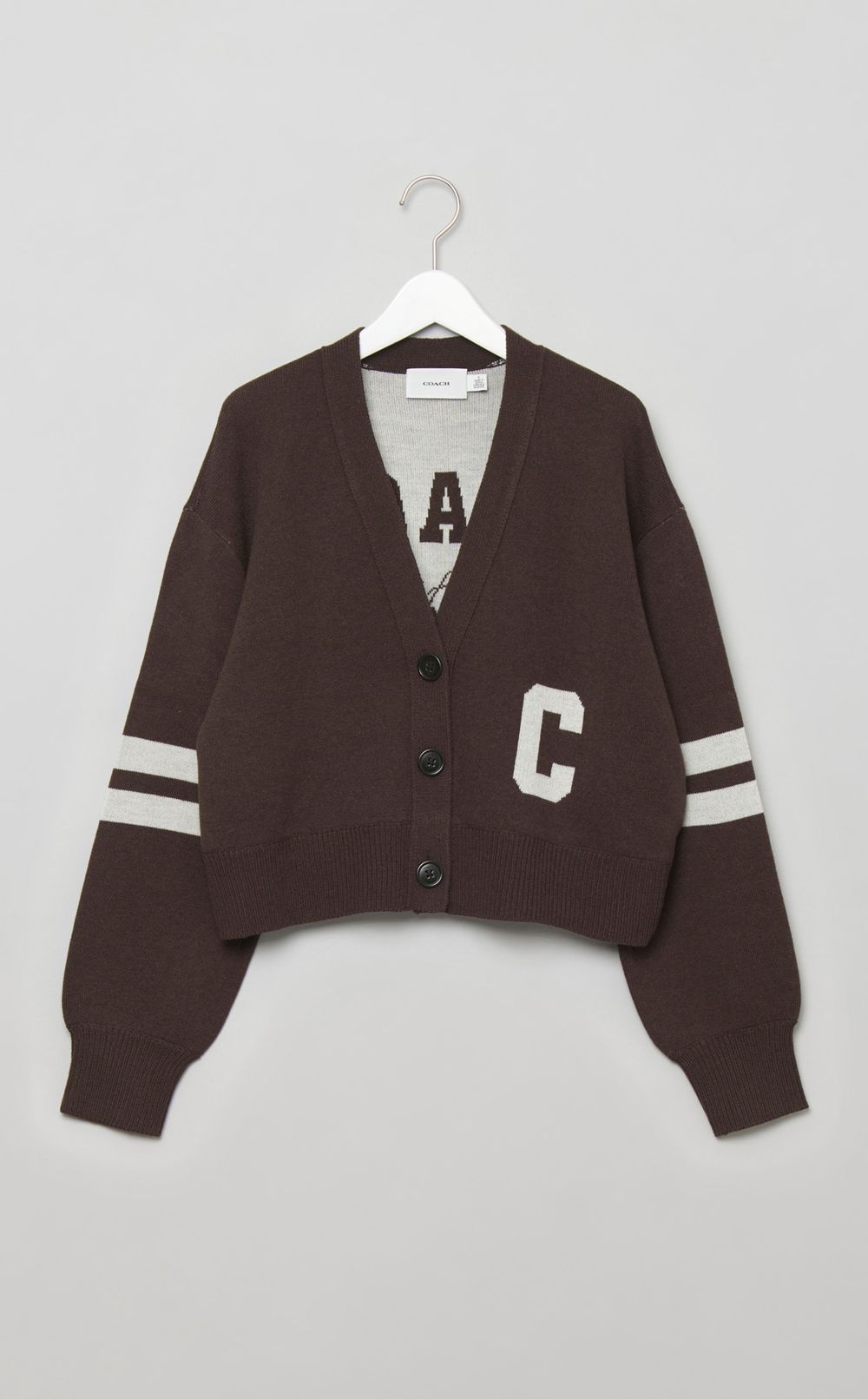 バックロゴVネッククロップカーディガン