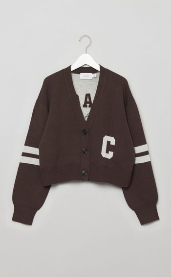 バックロゴVネッククロップカーディガン