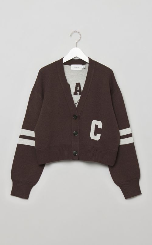 バックロゴVネッククロップカーディガン