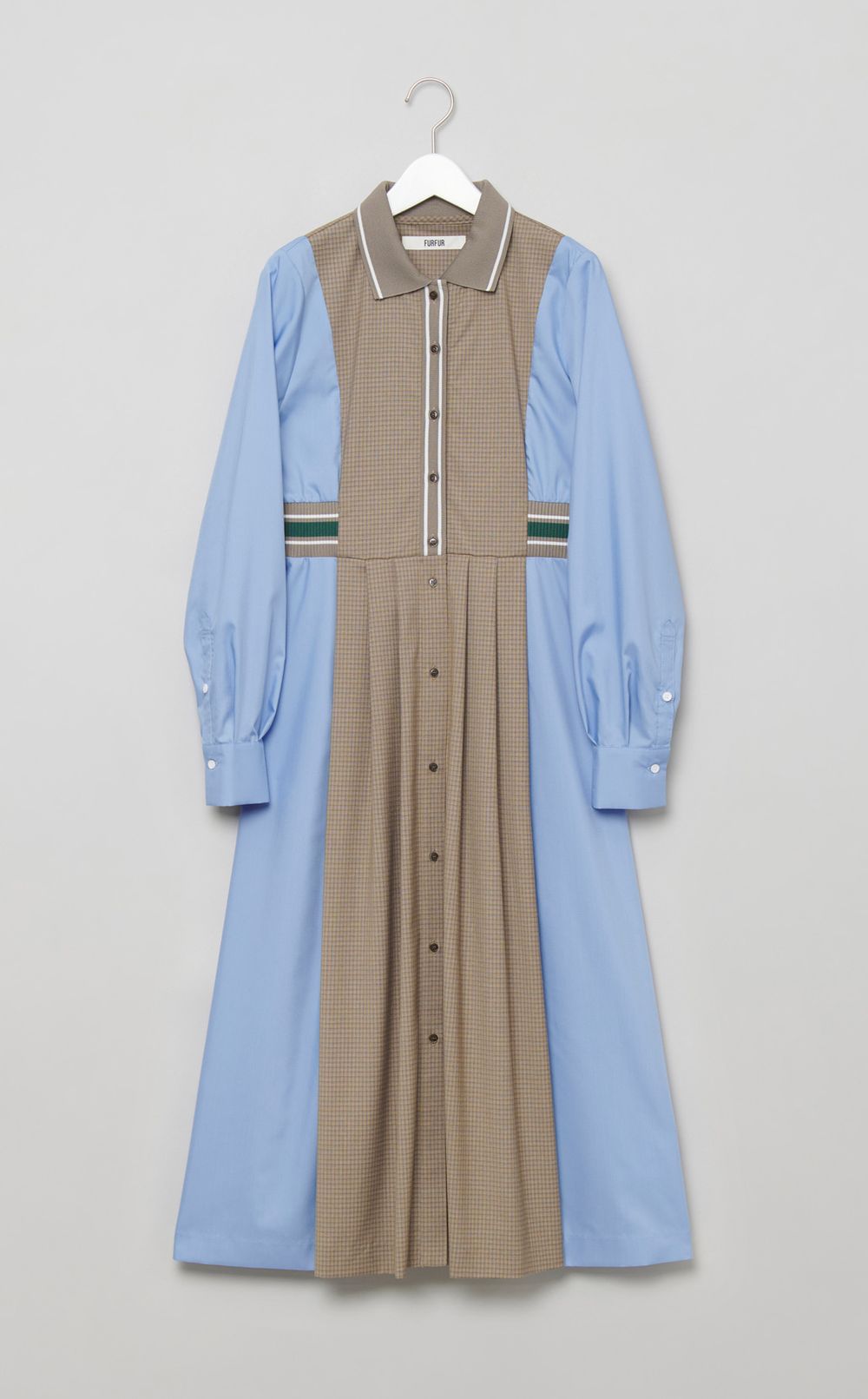 リブコンビシャツワンピース