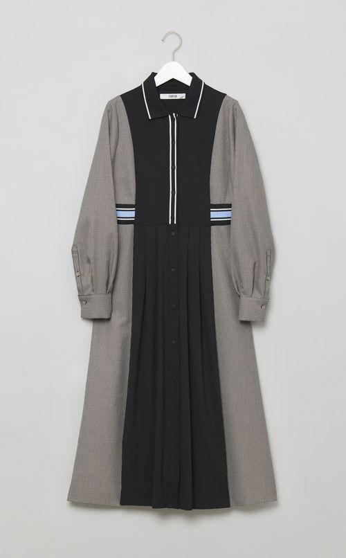 リブコンビシャツワンピース