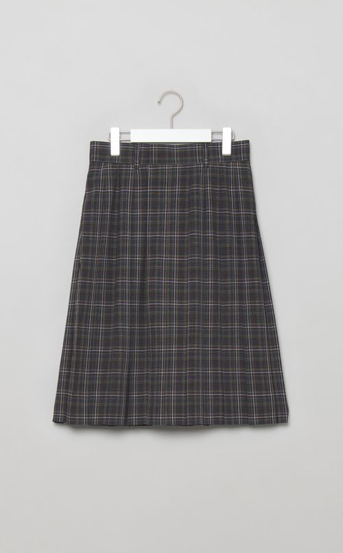 シアーウールチェックプリーツキュロットパンツ