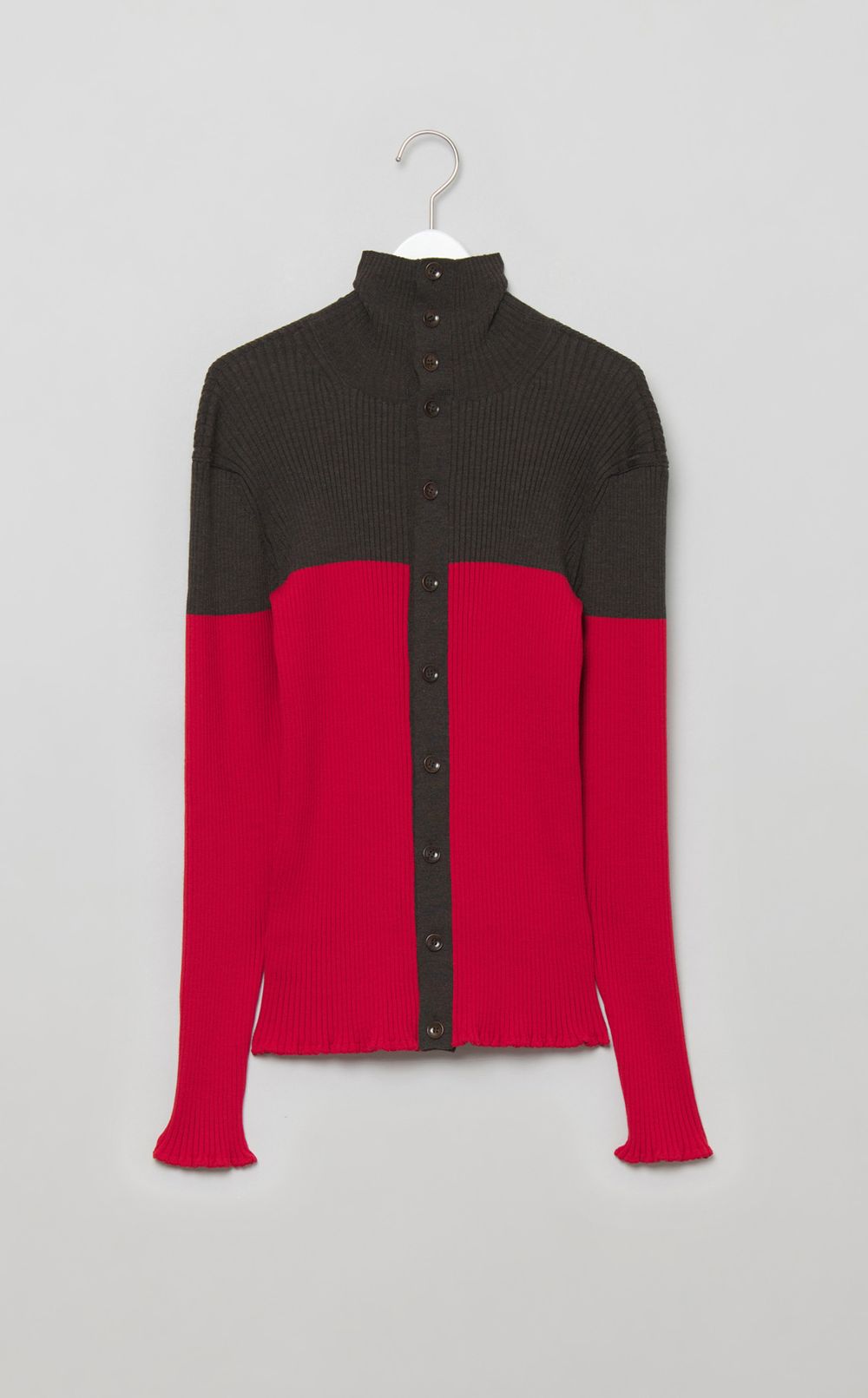 ダブルフロントウールリブカーディガン