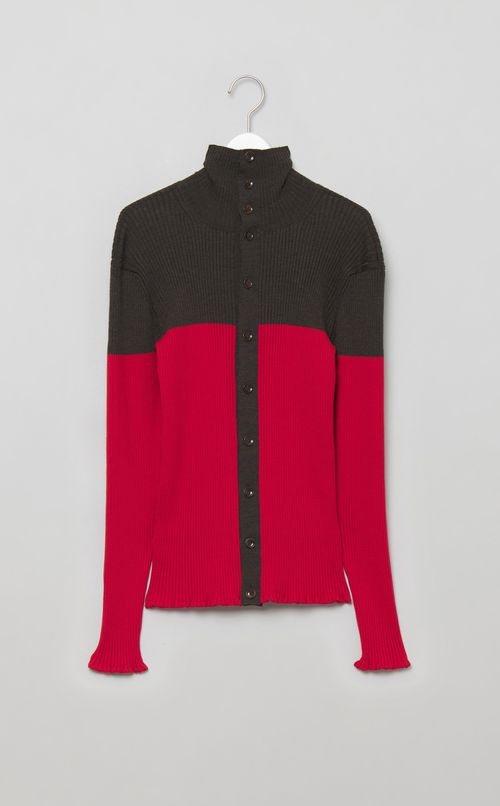 ダブルフロントウールリブカーディガン