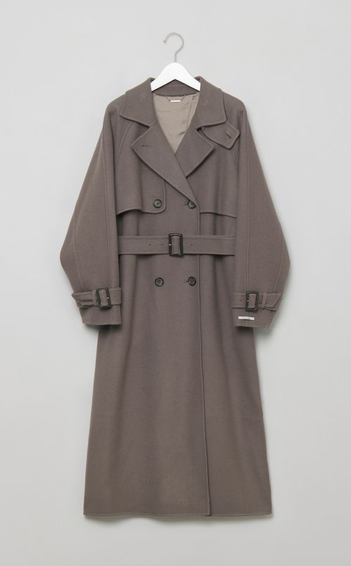 ウール混ロングトレンチコート