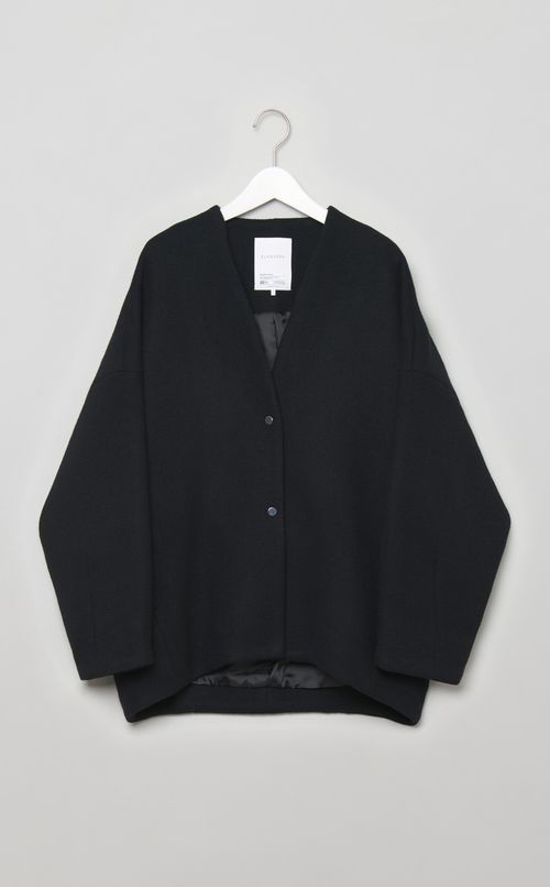 ウールショートノーカラーコート