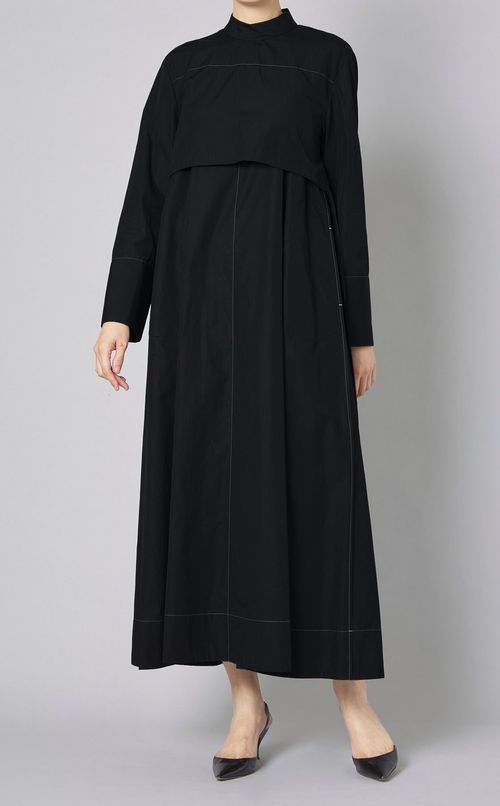 コットンレイヤードワンピース