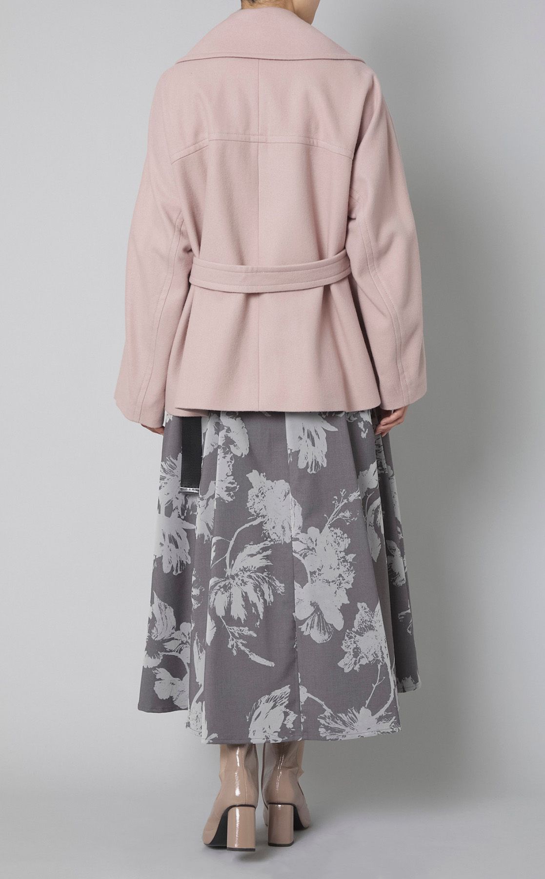 FRAY I.D ベルト付きビッグカラーショートコート　ピンクベージュ FRAY I.D｜ビッグカラーショートコート