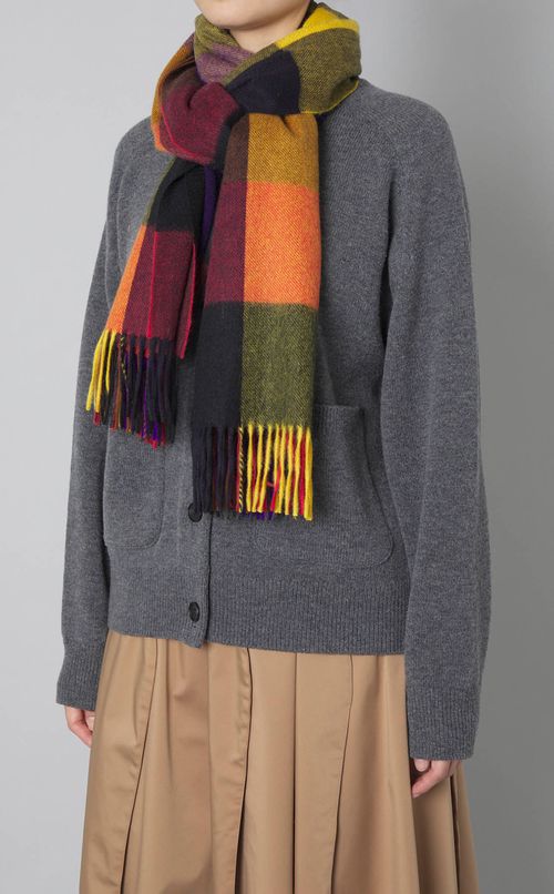 カシミヤブロックチェック大判ストール