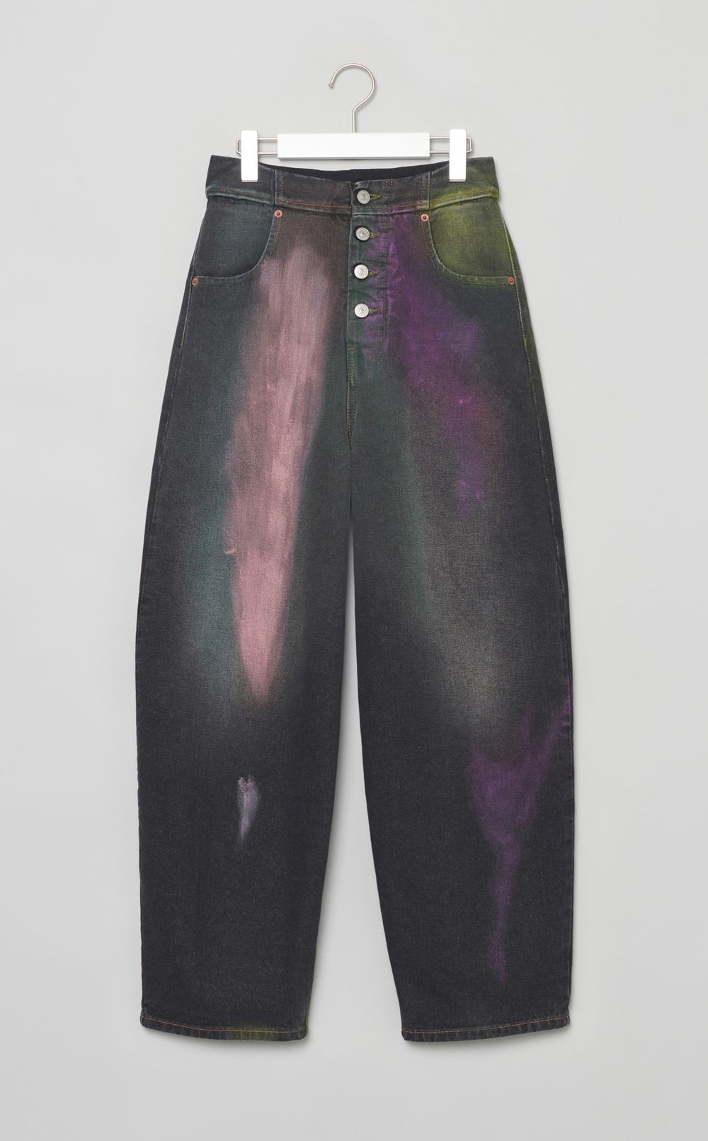 ボタンフライスプレーデニムパンツ